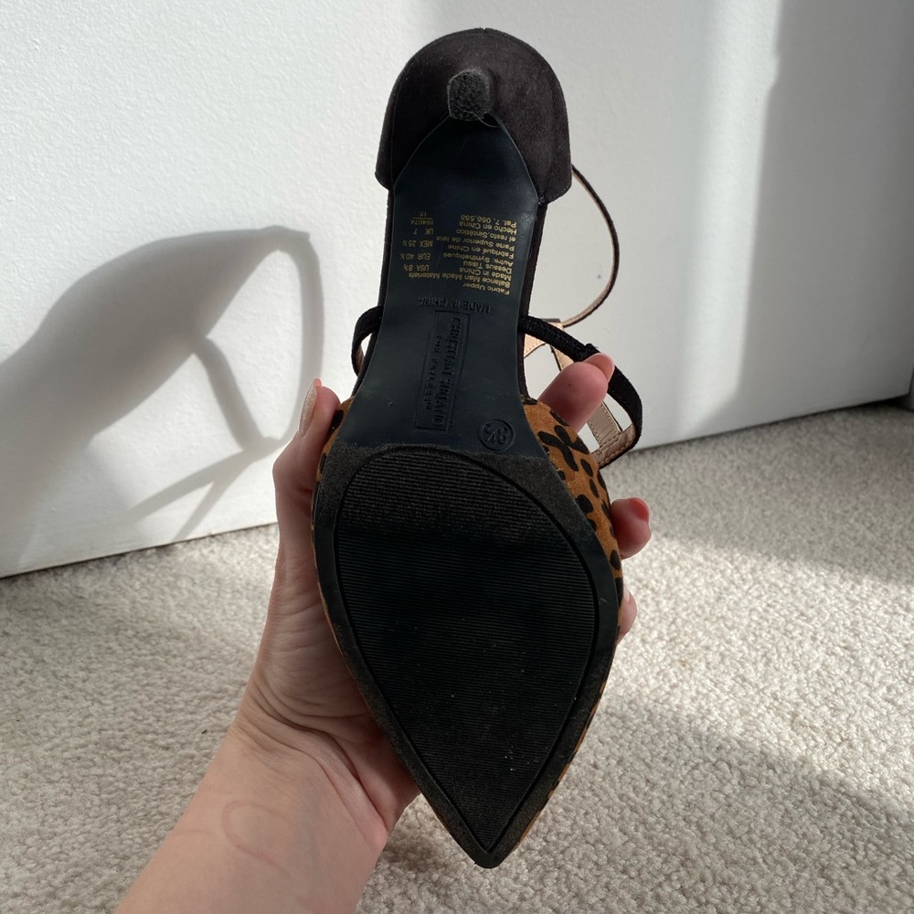 Leopard Print Pointed Toe Shoes With Strap Detail - image 4